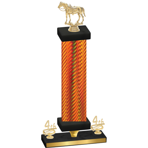 Premium Single Orange Carbon Fiber Fourth Place Horses Trophy