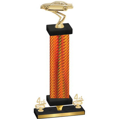 Premium Single Orange Carbon Fiber Fourth Place Cars Trophy