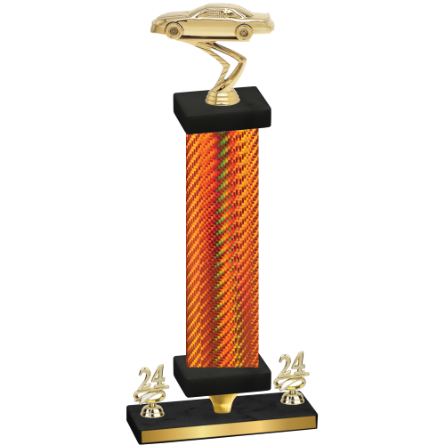 Premium Single Orange Carbon Fiber Year Cars Trophy