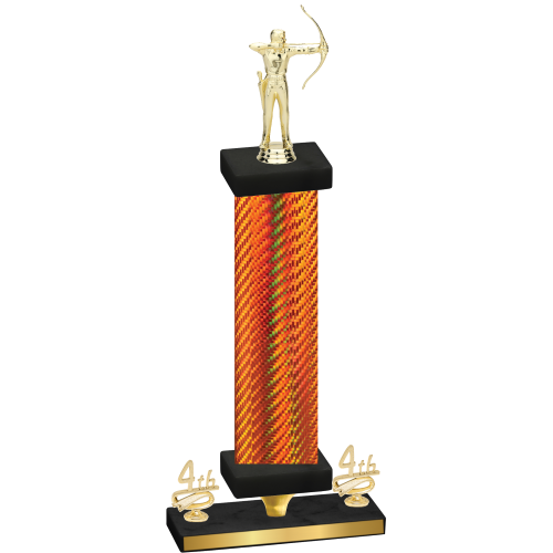 Premium Single Orange Carbon Fiber Fourth Place Archery Trophy