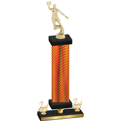 Premium Single Orange Carbon Fiber Second Place Basketball Trophy