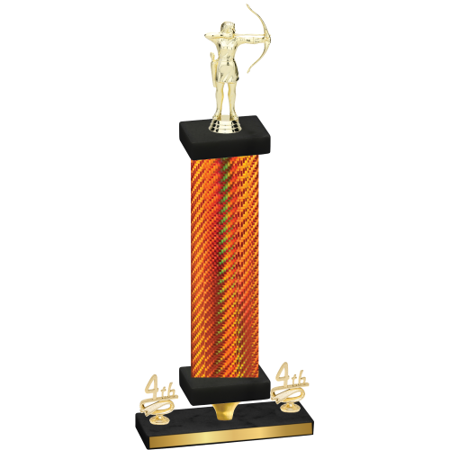 Premium Single Orange Carbon Fiber Fourth Place Archery Trophy