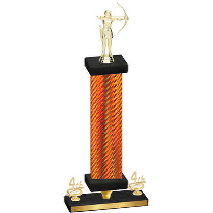 Premium Single Orange Carbon Fiber Fourth Place Archery Trophy