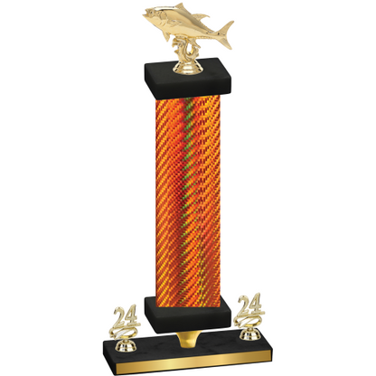 Premium Single Orange Carbon Fiber Year Fishing Trophy