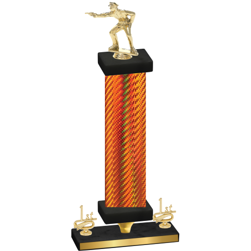 Premium Single Orange Carbon Fiber First Place Shooter Trophy