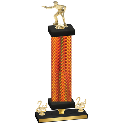 Premium Single Orange Carbon Fiber Second Place Shooter Trophy