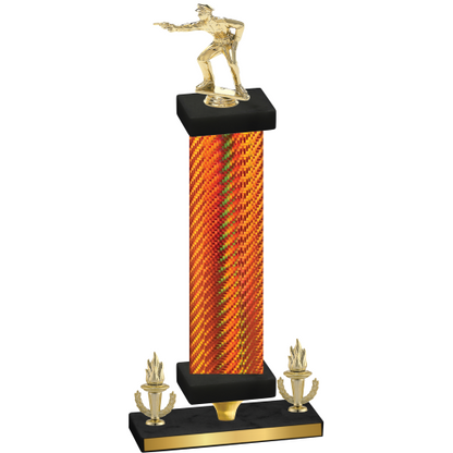 Premium Single Orange Carbon Fiber Victory Shooter Trophy