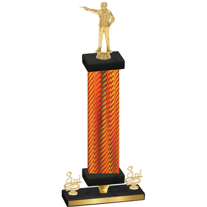 Premium Single Orange Carbon Fiber Third Place Shooter Trophy