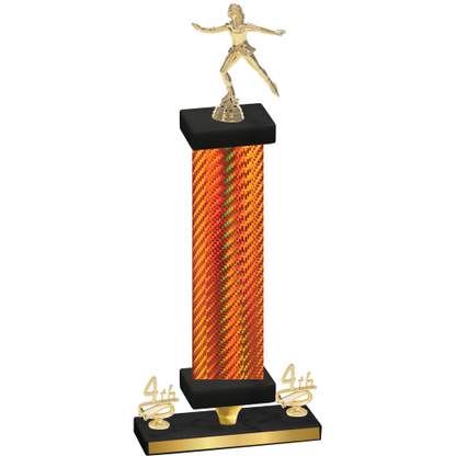 Premium Single Orange Carbon Fiber Fourth Place Skater Trophy