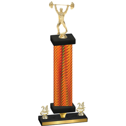 Premium Single Orange Carbon Fiber Year Weights Trophy