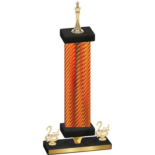 Premium Single Orange Carbon Fiber Second Place Chess Trophy
