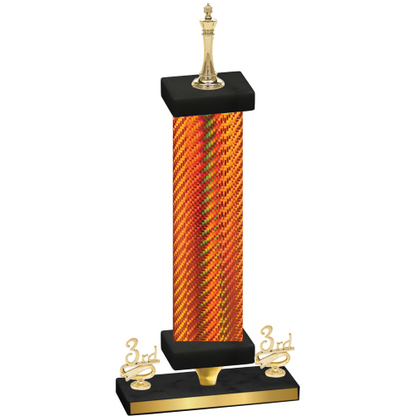 Premium Single Orange Carbon Fiber Third Place Chess Trophy