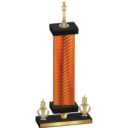 Premium Single Orange Carbon Fiber Victory Chess Trophy