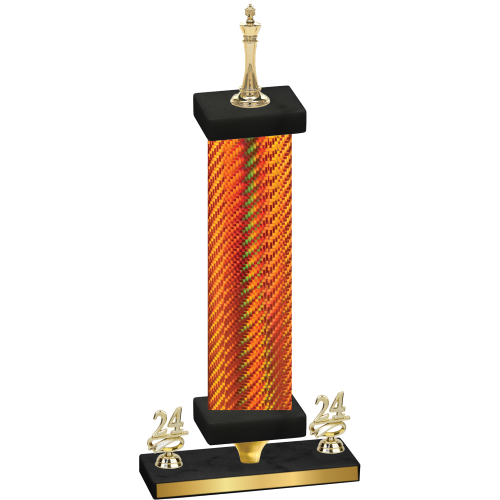 Premium Single Orange Carbon Fiber Year Chess Trophy