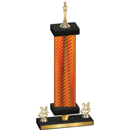 Premium Single Orange Carbon Fiber Year Chess Trophy