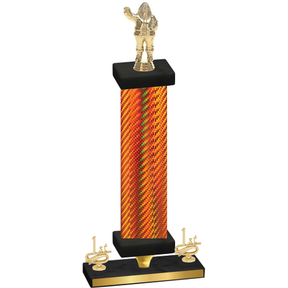 Premium Single Orange Carbon Fiber First Place Holiday Trophy