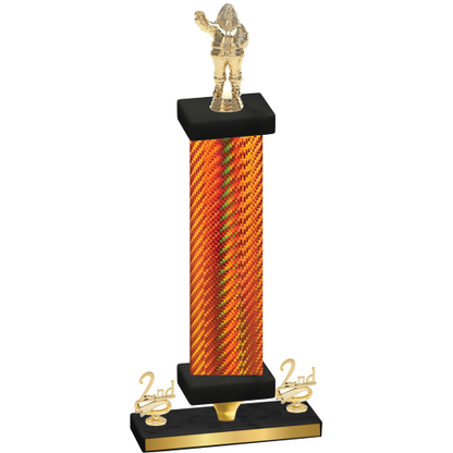 Premium Single Orange Carbon Fiber Second Place Holiday Trophy