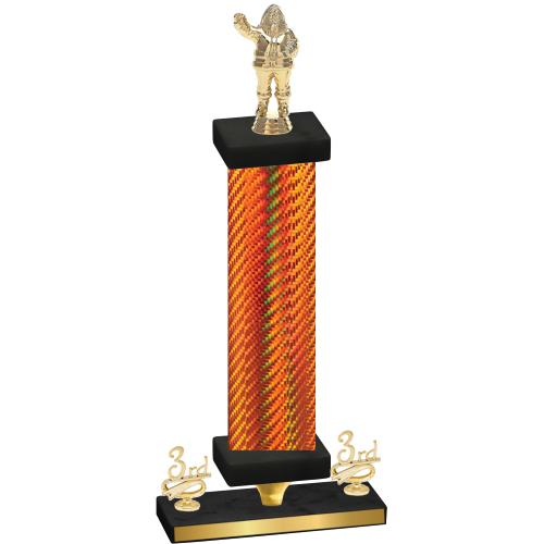 Premium Single Orange Carbon Fiber Third Place Holiday Trophy