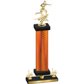 Premium Single Orange Carbon Fiber First Place Flag Football Trophy
