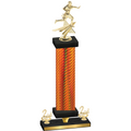 Premium Single Orange Carbon Fiber Second Place Flag Football Trophy