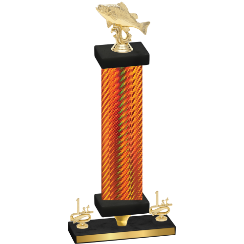 Premium Single Orange Carbon Fiber First Place Fishing Trophy