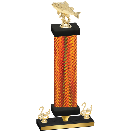 Premium Single Orange Carbon Fiber Second Place Fishing Trophy