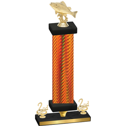 Premium Single Orange Carbon Fiber Second Place Fishing Trophy
