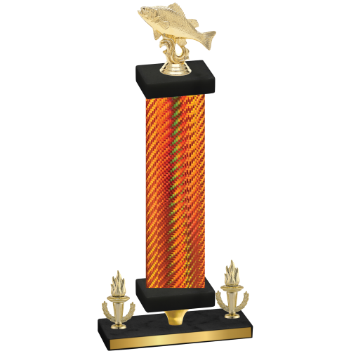 Premium Single Orange Carbon Fiber Victory Fishing Trophy