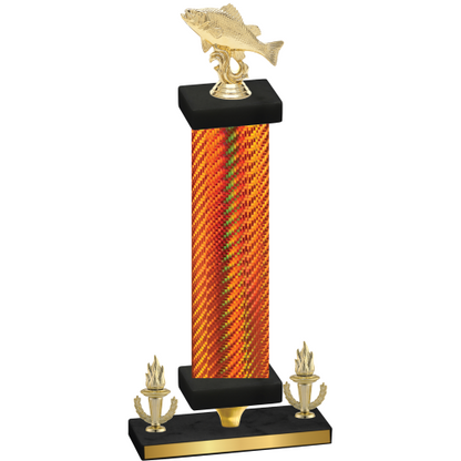 Premium Single Orange Carbon Fiber Victory Fishing Trophy
