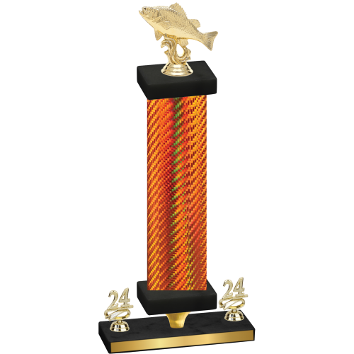 Premium Single Orange Carbon Fiber Year Fishing Trophy