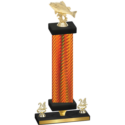 Premium Single Orange Carbon Fiber Year Fishing Trophy