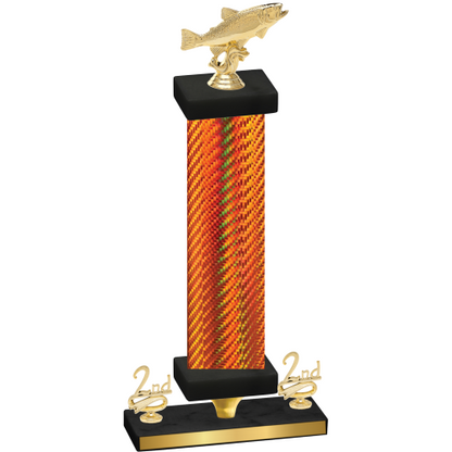 Premium Single Orange Carbon Fiber Second Place Fishing Trophy