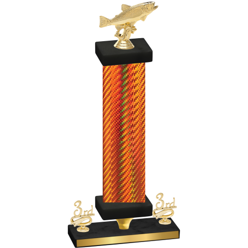 Premium Single Orange Carbon Fiber Third Place Fishing Trophy