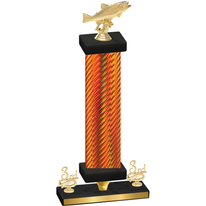 Premium Single Orange Carbon Fiber Third Place Fishing Trophy