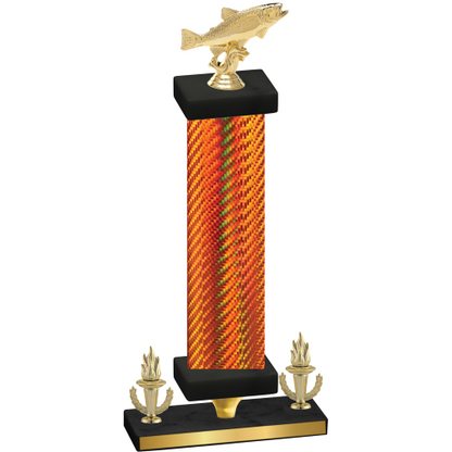 Premium Single Orange Carbon Fiber Victory Fishing Trophy