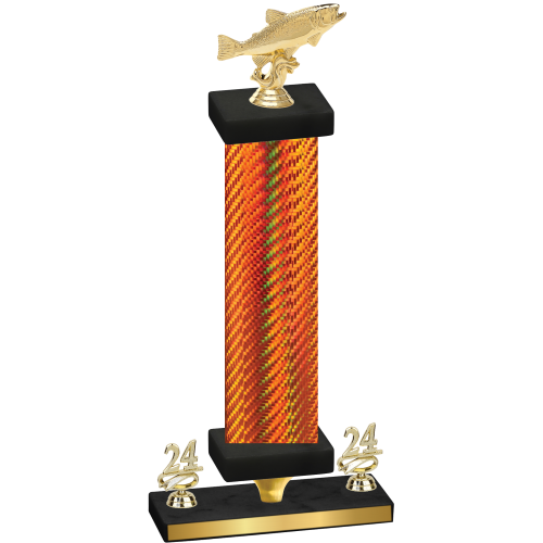 Premium Single Orange Carbon Fiber Year Fishing Trophy