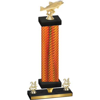 Premium Single Orange Carbon Fiber Year Fishing Trophy