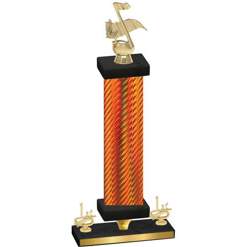 Premium Single Orange Carbon Fiber First Place Music Trophy