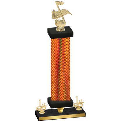 Premium Single Orange Carbon Fiber First Place Music Trophy