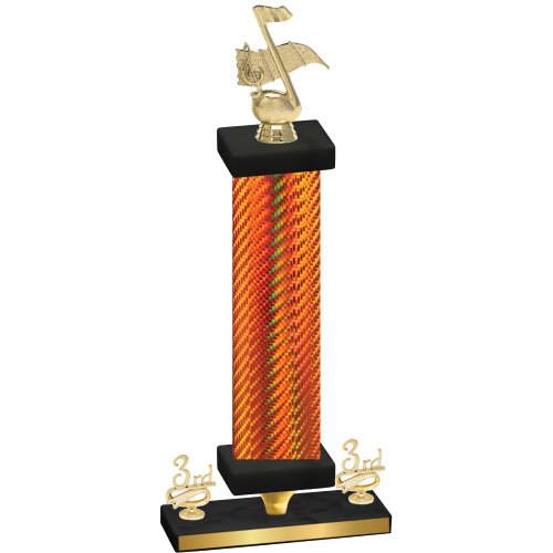 Premium Single Orange Carbon Fiber Third Place Music Trophy