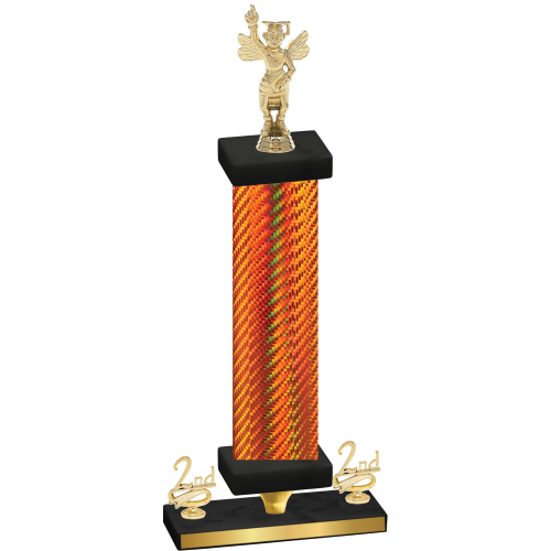 Premium Single Orange Carbon Fiber Second Place Academics Trophy