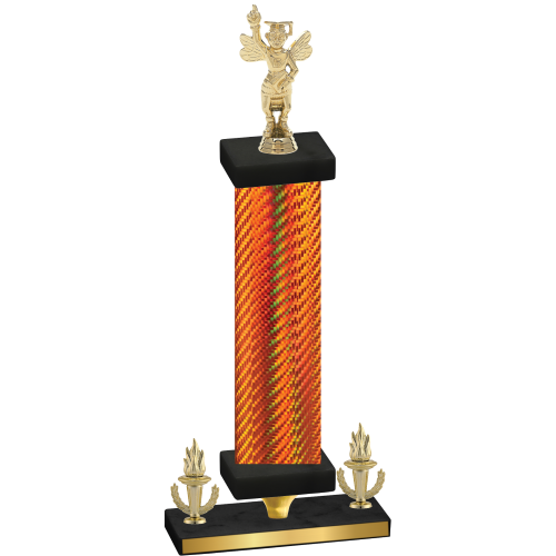 Premium Single Orange Carbon Fiber Victory Academics Trophy