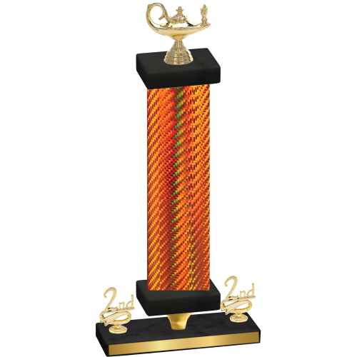 Premium Single Orange Carbon Fiber Second Place Academics Trophy