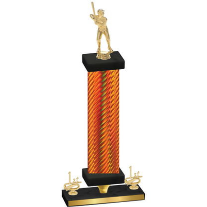Premium Single Orange Carbon Fiber First Place Baseball Trophy