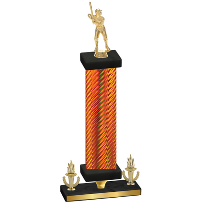 Premium Single Orange Carbon Fiber Victory Baseball Trophy