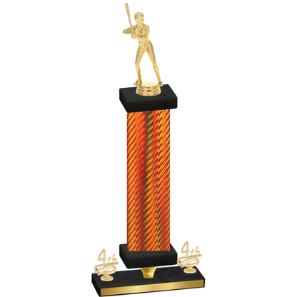 Premium Single Orange Carbon Fiber Fourth Place Softball Trophy