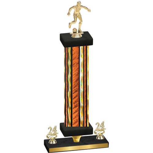 Premium Single Orange Glacier Year Soccer Trophy