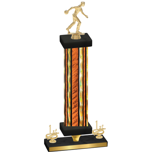 Premium Single Orange Glacier First Place Bowling Trophy