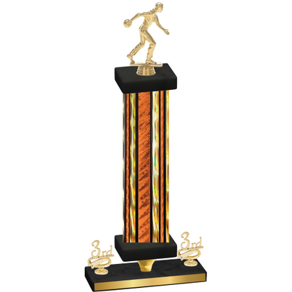 Premium Single Orange Glacier Third Place Bowling Trophy