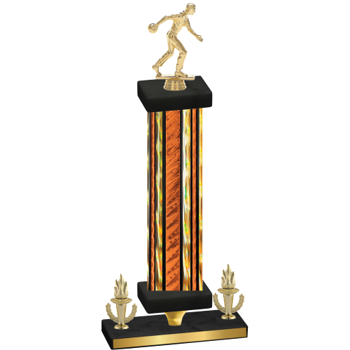 Premium Single Orange Glacier Victory Bowling Trophy